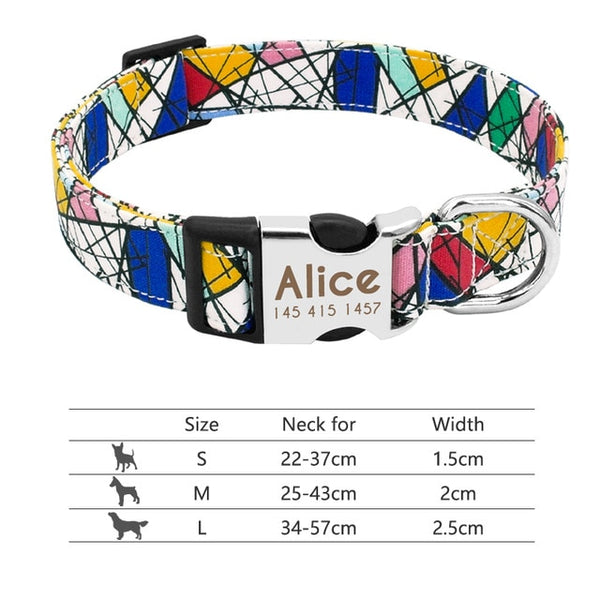 Nylon Custom Engraved Dog Collar w/ Reflective Nameplate - Polly's Pet Products