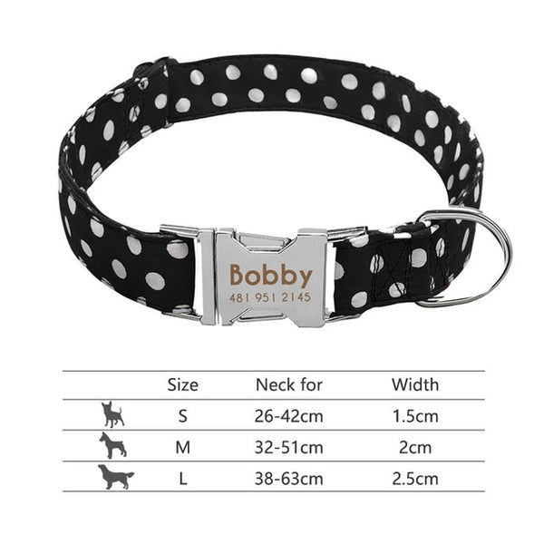 Nylon Custom Engraved Dog Collar w/ Reflective Nameplate - Polly's Pet Products