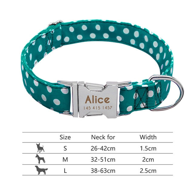 Nylon Custom Engraved Dog Collar w/ Reflective Nameplate - Polly's Pet Products