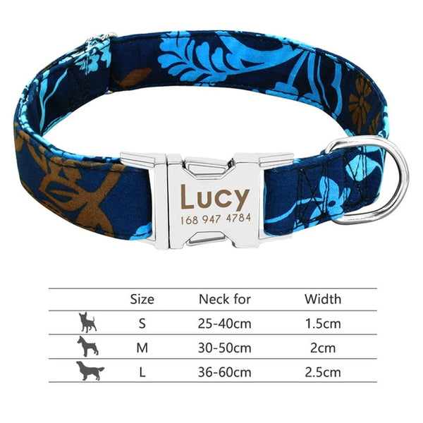 Nylon Custom Engraved Dog Collar w/ Reflective Nameplate - Polly's Pet Products