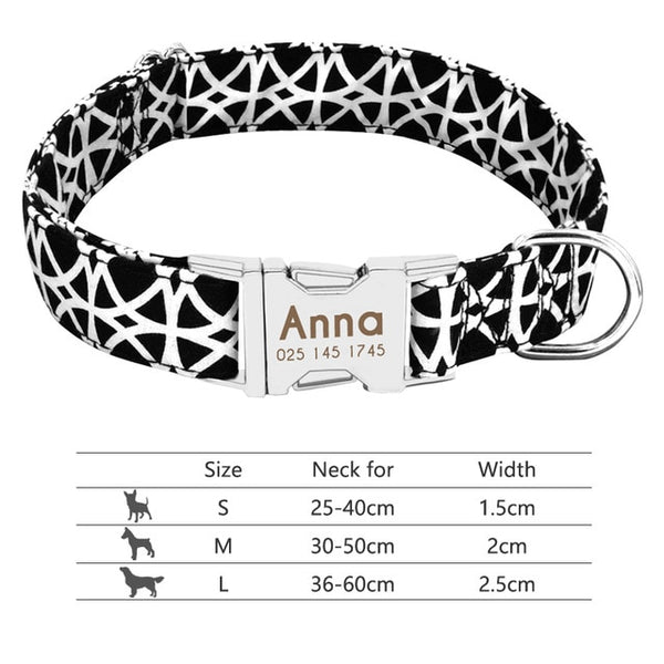 Nylon Custom Engraved Dog Collar w/ Reflective Nameplate - Polly's Pet Products