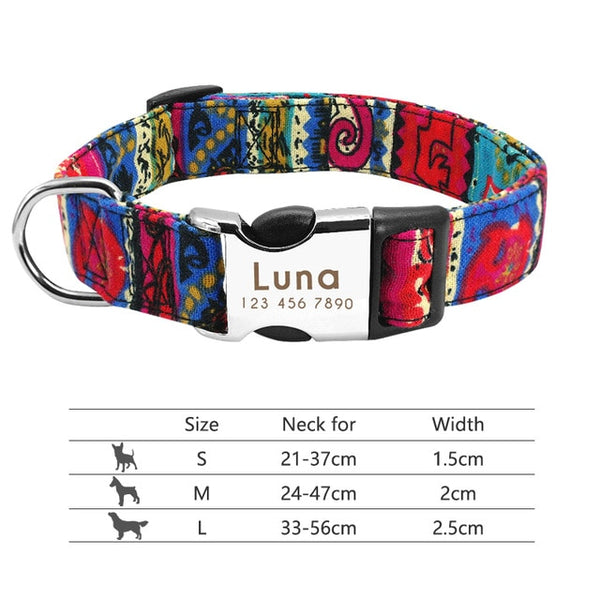 Nylon Custom Engraved Dog Collar w/ Reflective Nameplate - Polly's Pet Products