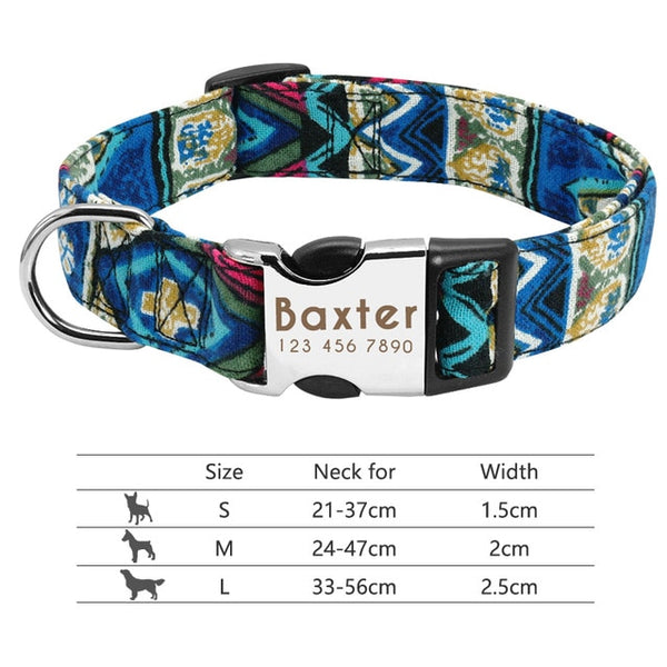 Nylon Custom Engraved Dog Collar w/ Reflective Nameplate - Polly's Pet Products