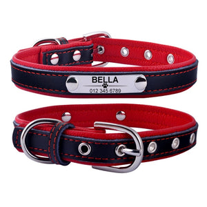 Adjustable Custom Engraved Leather Dog Collar - XS-L - Polly's Pet Products